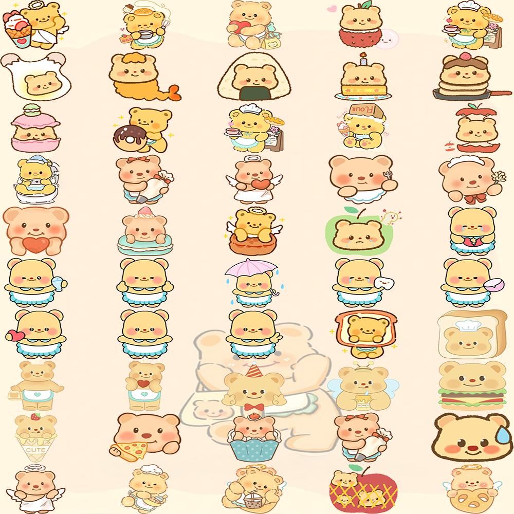 50/100/200Pcs cute butter bear stickers, perfect for notebook decoration and sealing gift boxes, great value!