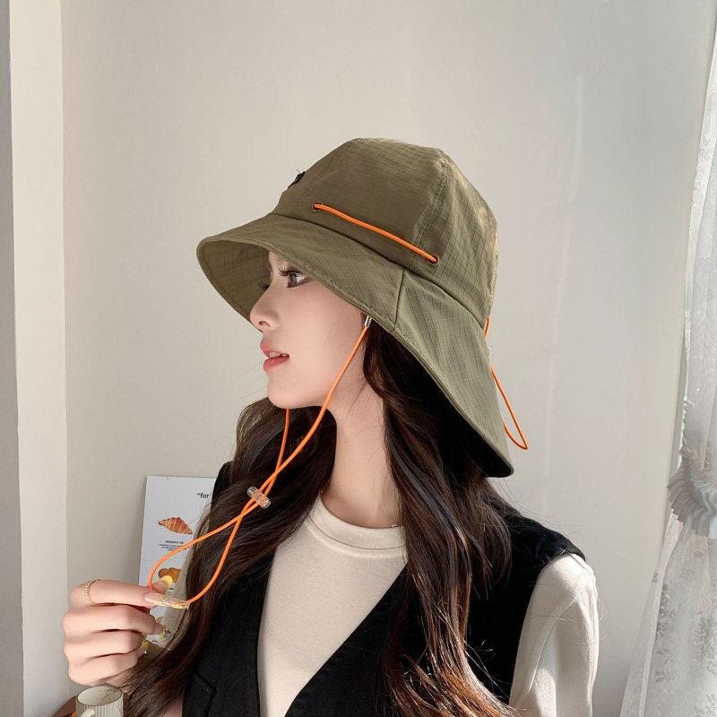 Bucket hat neck protection men and women summer outdoor camping drawstring basin hat big brim sunshade sun protection casual hat