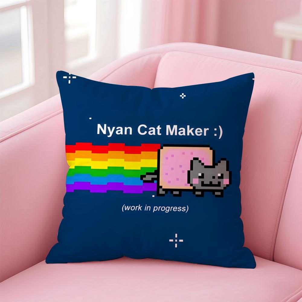 Наволочка для подушки Nyan Cat, для дома и автомобиля, многоцелевая, двусторонняя, мягкая и прочная, для повседневного использования
