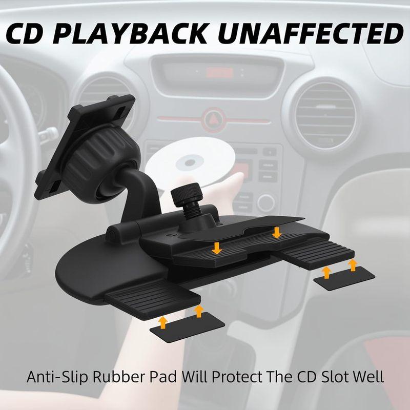 CD Slot Mount for Carplay Screen 17mm Ball for Garmin Nuvi GPS Cell Phone in-Car 4"-11" Monitor Android Auto Tablet CD Holder