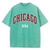 Women'S Cotton Washed T-Shirts All-Math Distressed Loose Tops Chicago Usa Printing Short Sleeve Summer Street Female Clothes