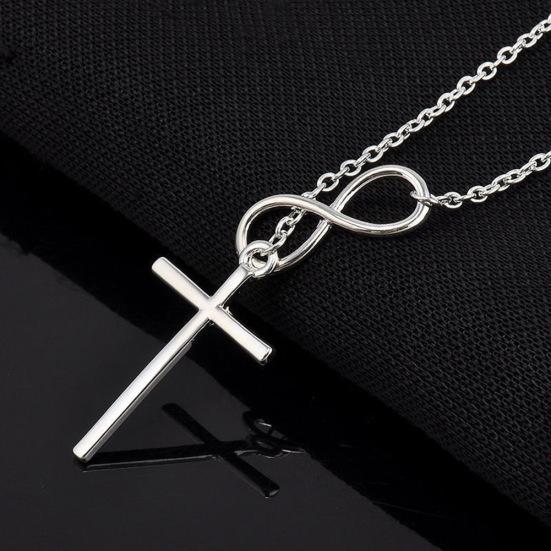 Кулон Бесконечность Крест Металлическая Женская Леди Цепочка Ожерелье Ювелирный Подарок
