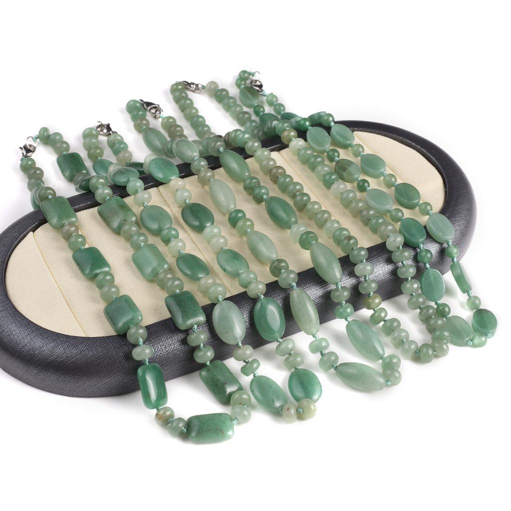 Women Necklace Natural Stone Green Aventurine Necklace Irregular Beads Charms For Birthday Gift Length 45 CM