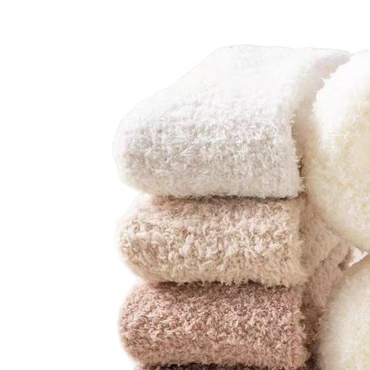 Зимние теплые носки выше колена из кораллового флиса для женщин, плюшевые носки для сна дома, длинные носки Jk Solid Soft Thigh High Fun Sock