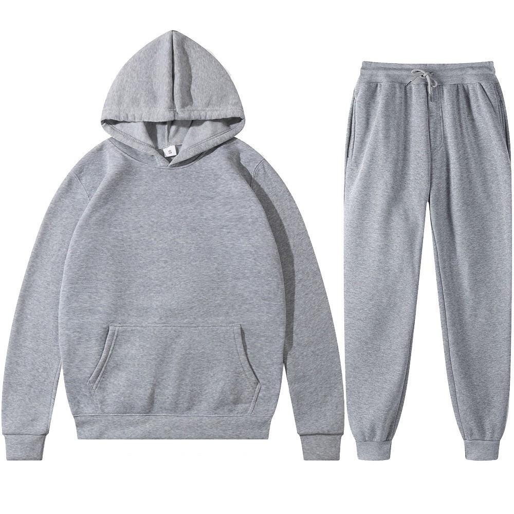 Unisex Solid Color Hoodie & Sweatpants Set - Autumn/Winter Casual Sportswear