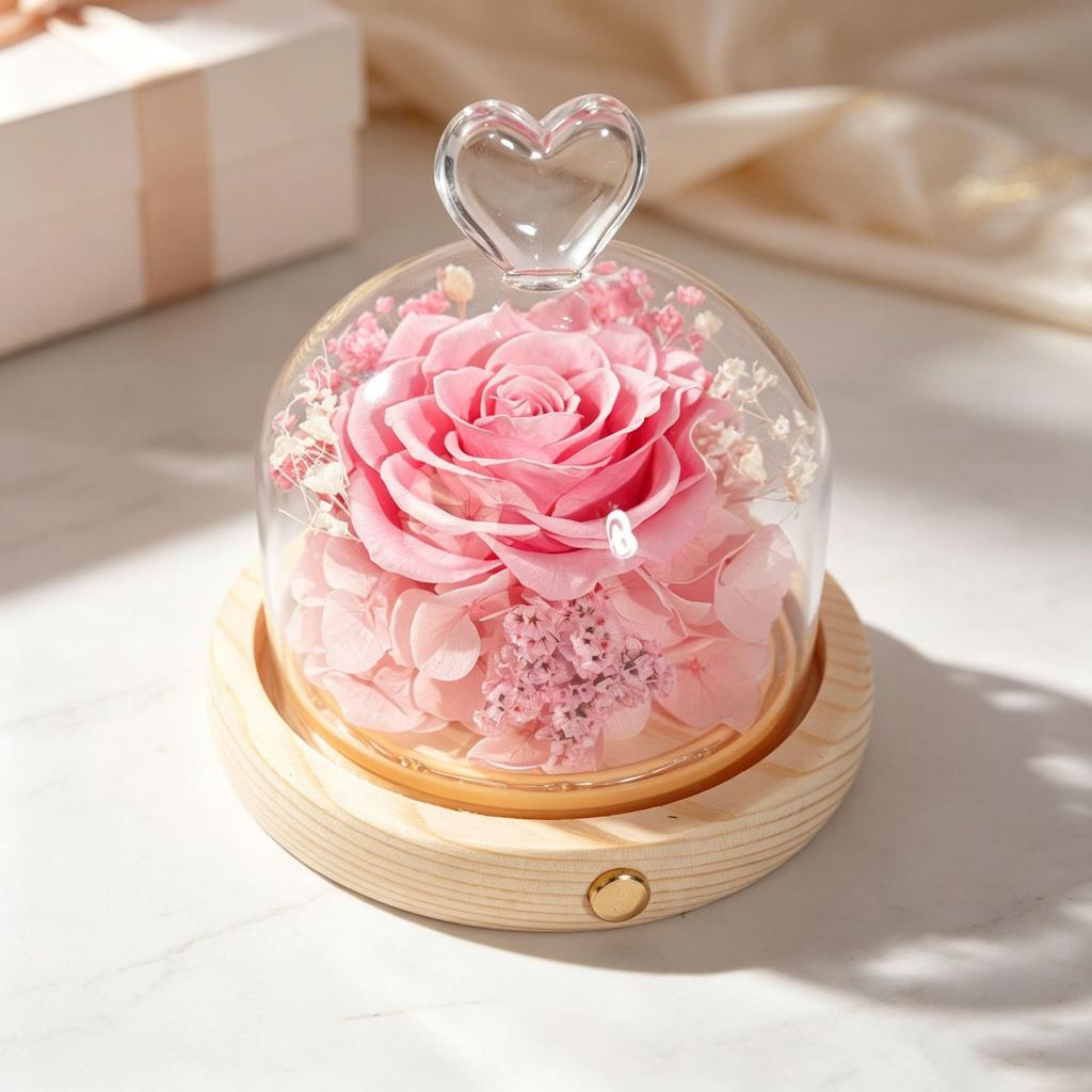 Eternal Flower Gift Box Finished Rose Love Glass Cover Rose Eternal Flower Finished Gift Box Floral Gift Spot