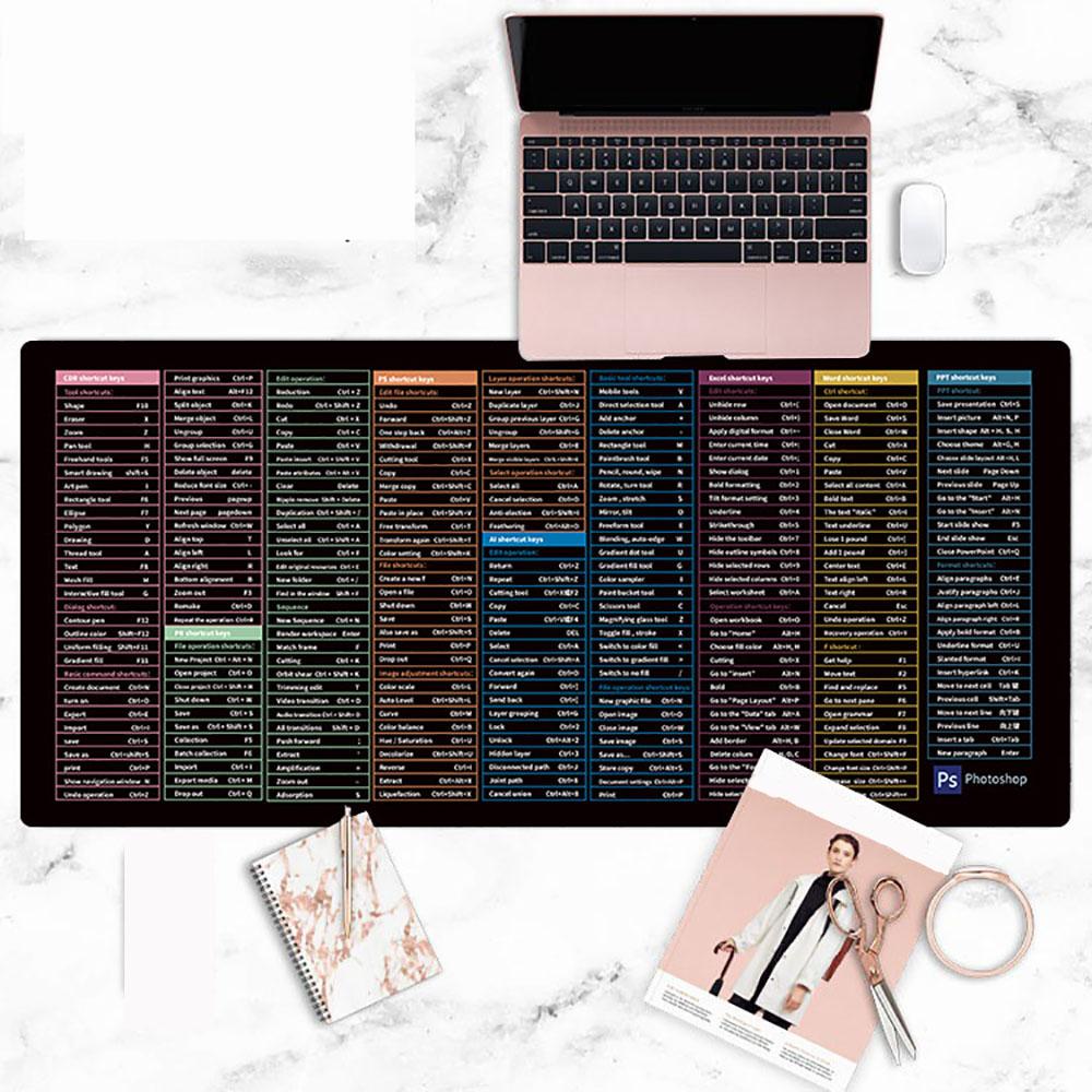 Коврик для мыши CDR/EXCEL/Word/Excel/PPT/AI/PR Клавиши быстрого доступа Настольный коврик Нескользящий