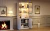 Minimalist display cabinet with glass doors, LED lights, bookshelf for collectibles, adjustable color temperature and brightness, white 80*30*200cm