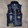 New Slim Fit Fashion Men's Denim Vest Men's Casual Motorcycle Sweater Coat Top