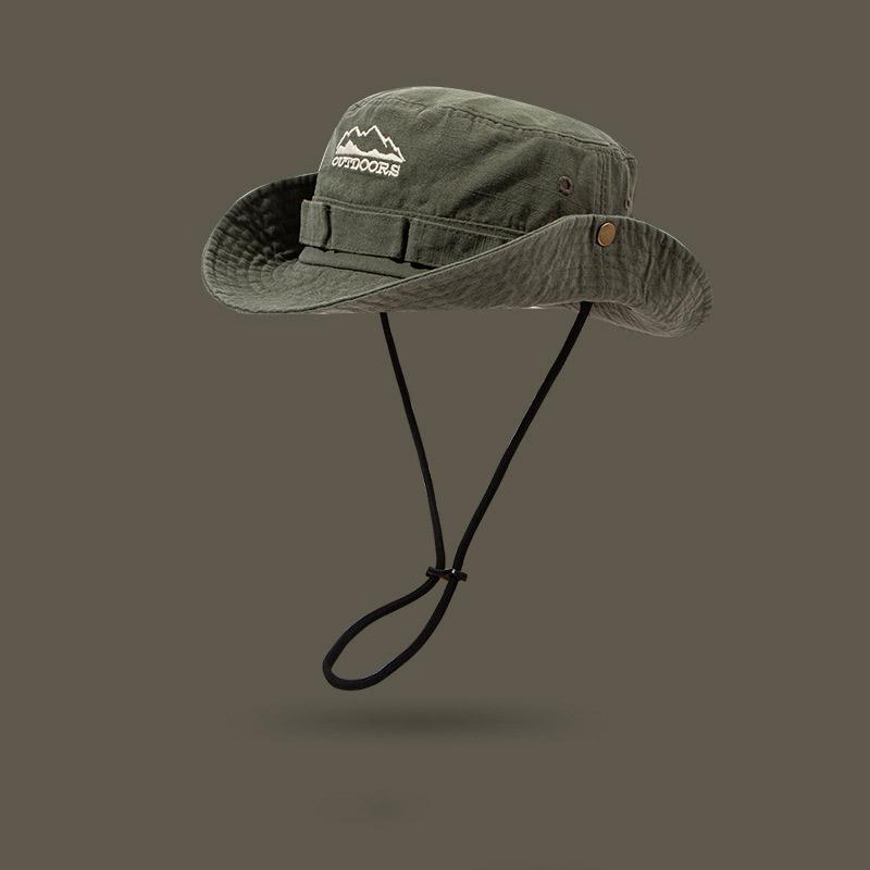Summer Outdoor Mountaineering Hat For Men Women Sun Protection Bucket Cap Soild Color Drawstring Fisherman Caps Large Brim Visor