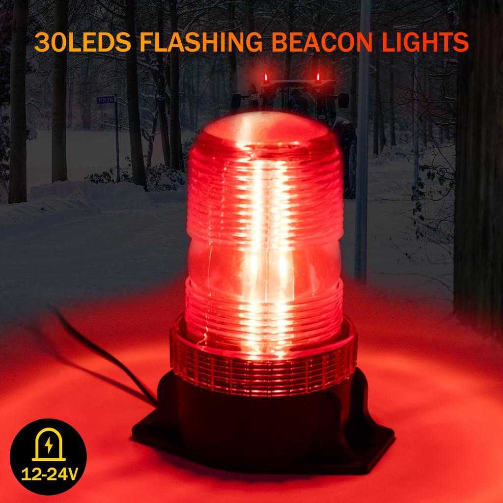 Warning Light LED Red 12V 24V Flashing 15W 30LED Emergency Danger Warning Strobe Flashing Signal Light Forklift Flash Safety Warning Light Fire Engine