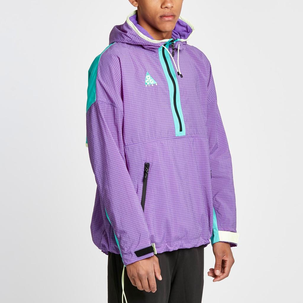 Nike Logo Print Color Block Hooded Pullover Long Sleeve Jacket Men Jacket Purple 931907-560