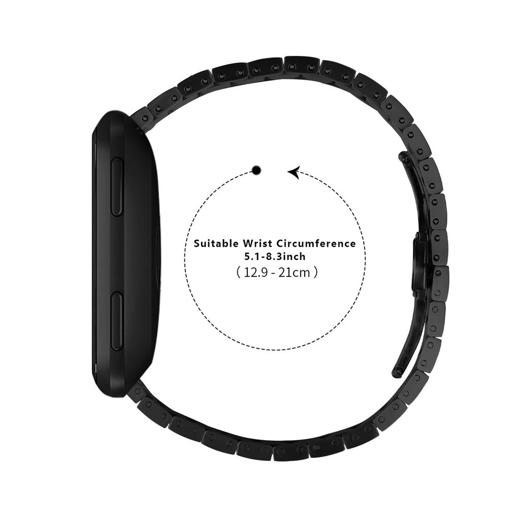 For Fitbit Versa/Versa Lite/Versa 2 Line Splicing Stainless Steel Watch Strap Butterfly Buckle Band