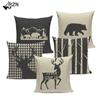 Декоративные чехлы для подушек в скандинавском стиле, оригинальные подушки с медведем и оленем, высококачественный декор на заказ, наволочка с квадратным принтом 45 см x 45 см