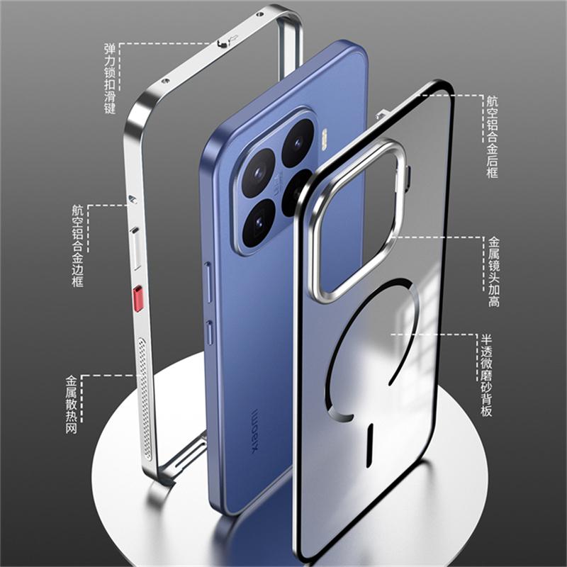 Магнитный чехол для Xiaomi 17T Чехол для MagSafe Алюминиевый сплав Металлическая рамка Матовая Прозрачная акриловая крышка Для Mi 17 T 5G