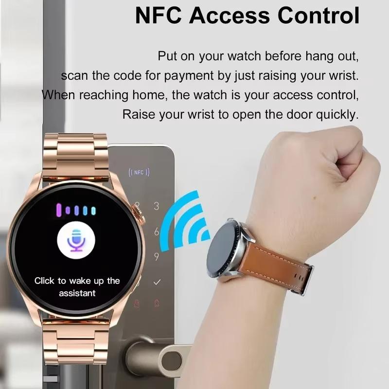 Новые умные часы 2025 года с NFC и GPS для женщин, AMOLED-дисплей с функцией Always on, звонки по BT, монитор сердечного ритма, артериального давления, фитнес-трекер, смарт-часы с HD-экраном 66*466