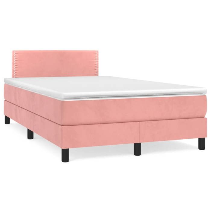 Cadre de lit avec matelas - Maison Exclusive - 120x190 cm - Velours rose - Ressorts ensachés