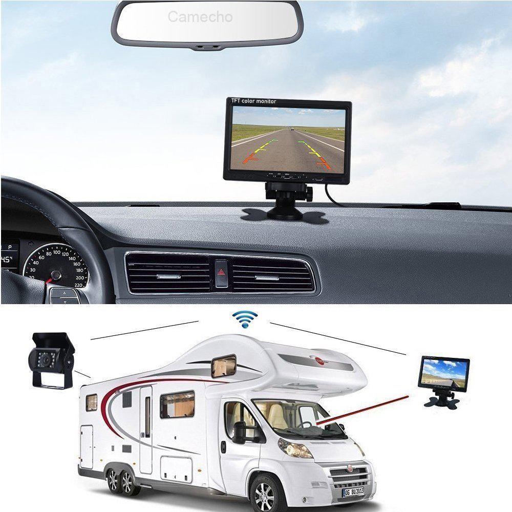 Podofo Система парковки автомобиля для грузовика RV Van Trail заднего вида, обратный 7-дюймовый цветной ЖК-монитор с 2 видеовходами, 2 AV-входа для камеры заднего вида DVD VCD