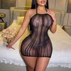 Sex Underwear Nightdress Sexy Hip Skirt Neck Jacquard Perspective Mesh Garment Suspender