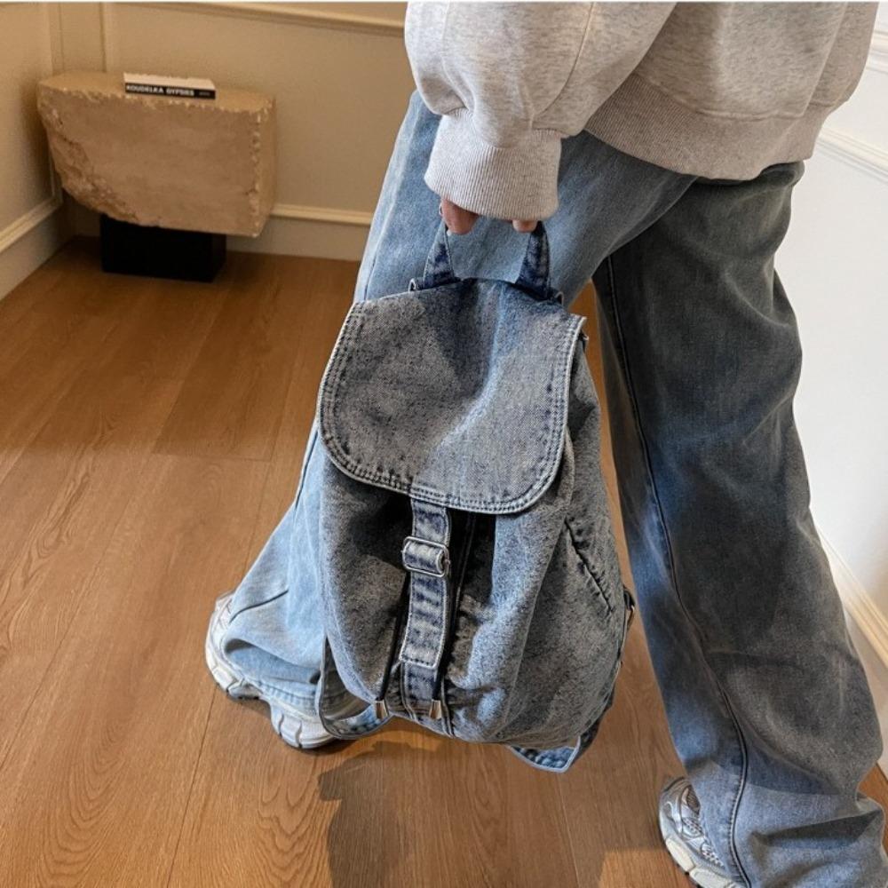 Vintage Denim Backpack Large Capacity Student Schoolbags High Quality Jeans Bookbags Female