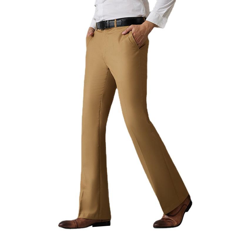 Мужские расклешенные брюки с расклешенным низом, облегающие винтажные формальные брюки, брюки с вырезом