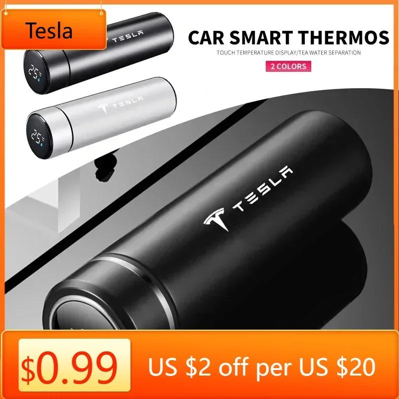 Автомобильная наклейка Умная термокружка Tesla Дорожная кружка Вакуумная бутылка для воды Для Tesla Model 3 Model X S 2016-2020 Наклейки TM3 TMX