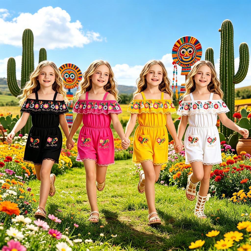 Halloween children's costumes idyllic farm style grassland Mexican traditional ethnic costumes stage performance costumes
