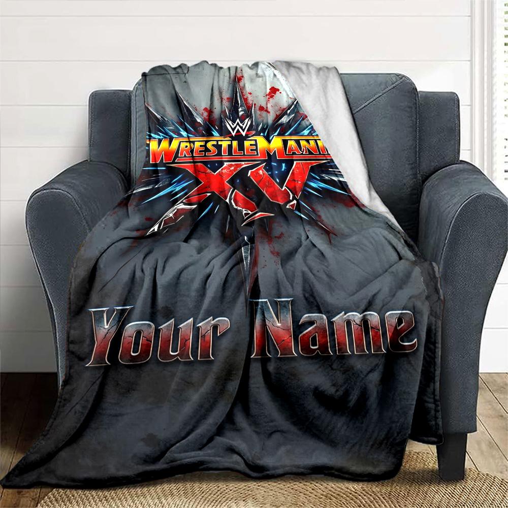 Wrestlemania Personalized Text Blanket Cozy Personalized Blanket Soft & Cozy Versatile for Living Room Nap Home Decor Office Chair All-Season Use