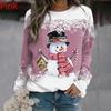 Christmas Clothes New Women Fashion Christmas Snowman Printed Pullover Tops Casual Long Sleeve Shirts Comfy Round Neck Jumper Blouses Plus Size