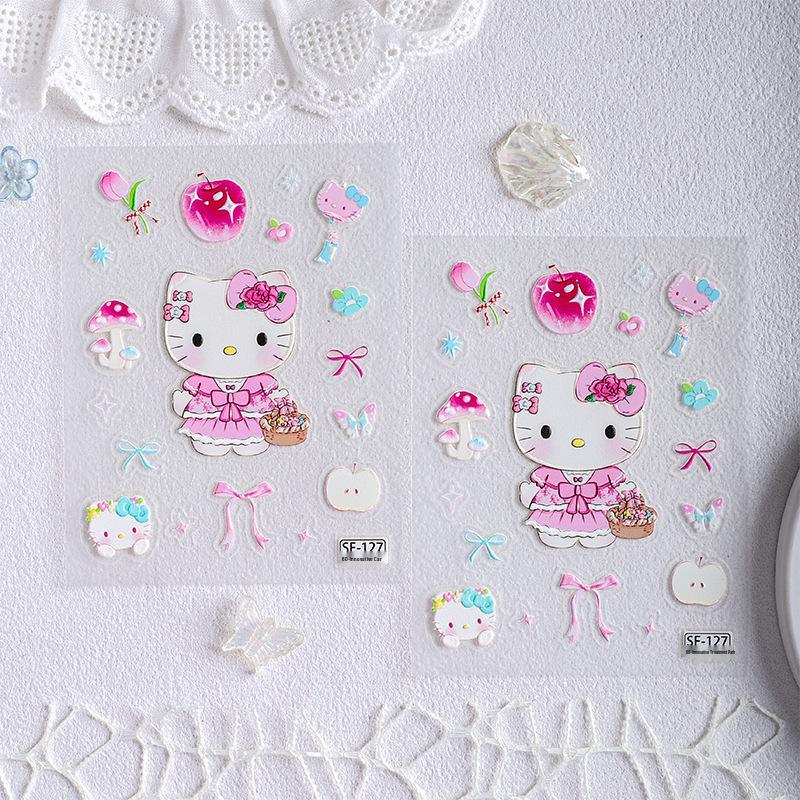 Скай Новый Милый Цветочная Корзина Hello Kitty Стикер для Телефона и Блокнота DIY Украшение