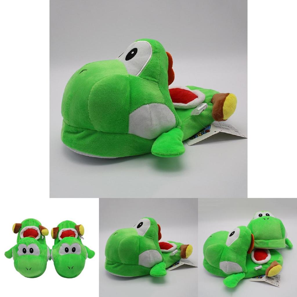 Качественные плюшевые тапочки для взрослых Nintendo Super Mario Brothers Yoshi Зеленого цвета