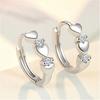 New Temperament Trendy Silver Color Zircon Heart Hoop Earrings for Women Classic Charm Korea Earring Jewelry Accessories Gift
