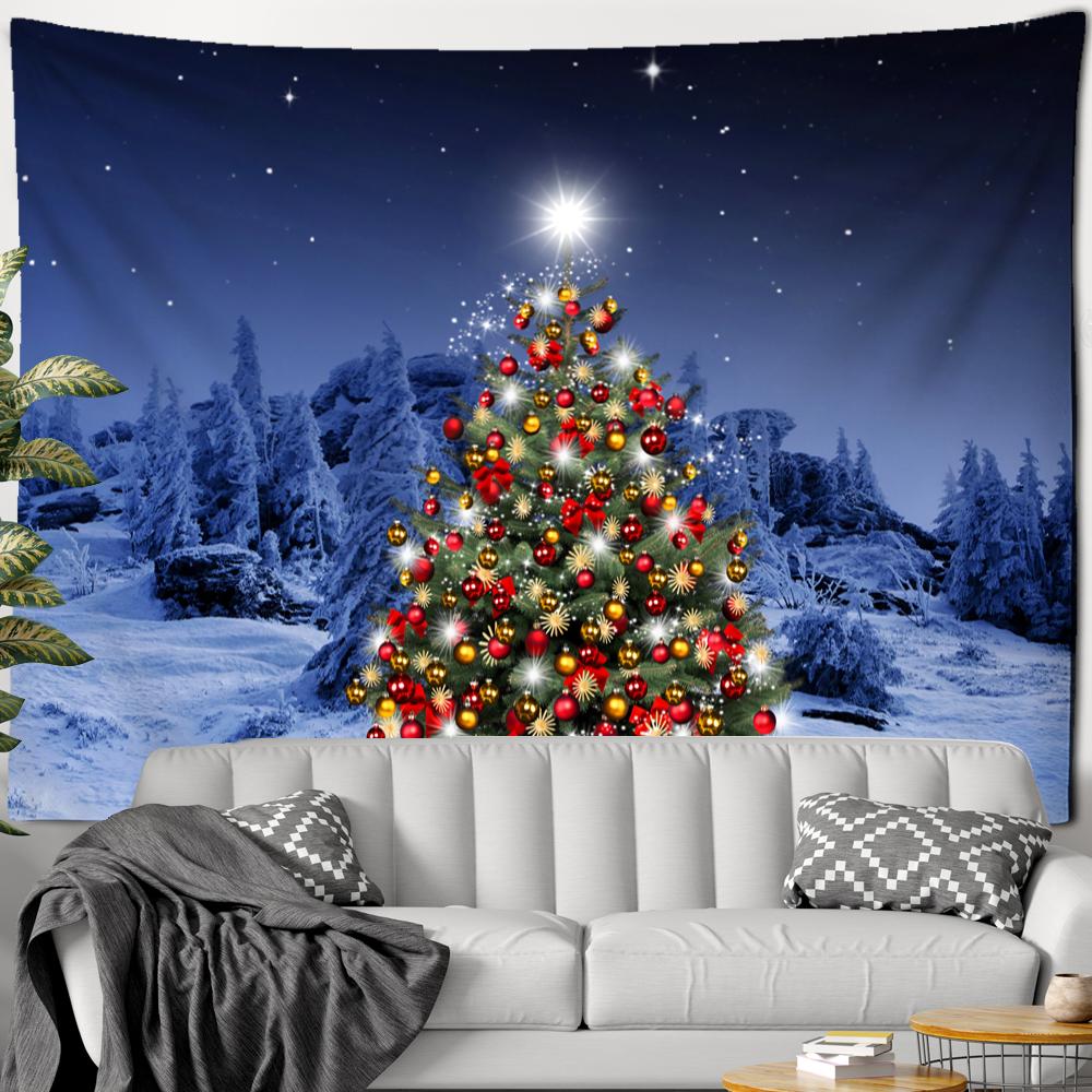 Рождественский гобелен со снеговиком, настенный подвесной Санта-Бохо, подарки, праздничная атмосфера, домашний декор