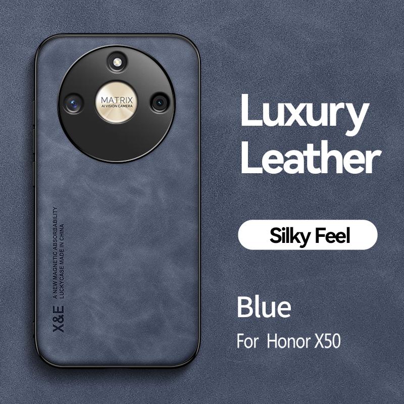 Роскошный кожаный чехол для Honor X50 X50i X40 GT X30 X10 Max X9A X9B X8A X8B X6 5G с металлической пластиной, поддерживающей автомобильный держатель