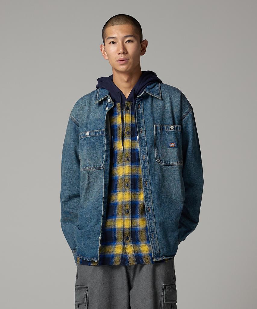 Dickies Механик Свободная Джинсовая Рубашка Хаки с Голубым Оттенком