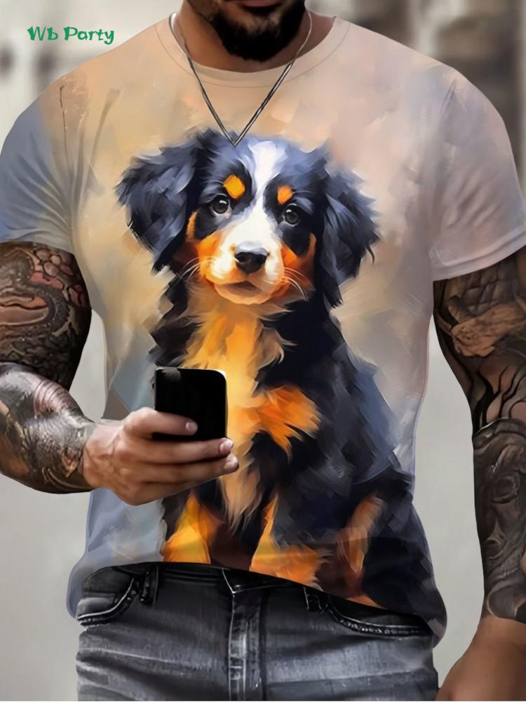 Squirrel Dog Bee Pattern T-Shirt Fun Animal 3D Printed Short Sleeve Tees Fashion Street O-Neck T Shirts Oversized Men's Clothing