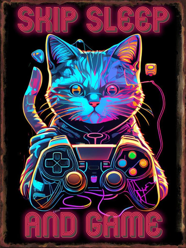 Game Animal Neon Metal Signs Posters for Gamer Room Pub Bedroom Tin Sign Decorative Plaques Painting Wall Aesthetical Decoration