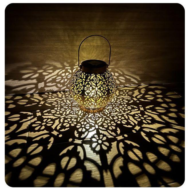 Солнечный садовый светильник, уличный садовый декор, солнечные фонари, металлические водонепроницаемые круглые фонари, подвесные полые проекционные светильники