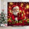 Christmas Festival decorations Santa Claus Pattern Bathroom Shower Curtain With 12  Hooks Home bathroom decor and accessories