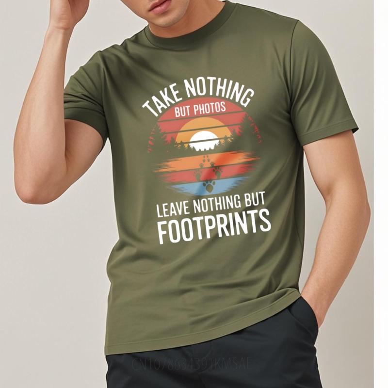 Classic Tshirt Short Sleeve T Shirt Fashion Take Nothing But Photos Leave Nothing But Footprints Minimalist For Unisex Teeshirt