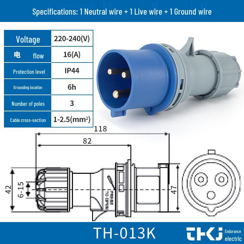 Waterproof Industrial Socket & Plug Aviation Connector, 16A/32A Male/Female