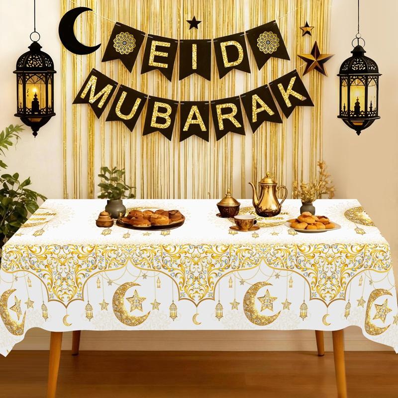 Скатерть для декора Рамадана EID Mubarak Декор для дома 2026 Ramadan Kareem Исламская Мусульманская Вечеринка Ид аль-Адха Подарки Счастливый Ид аль-Фитр