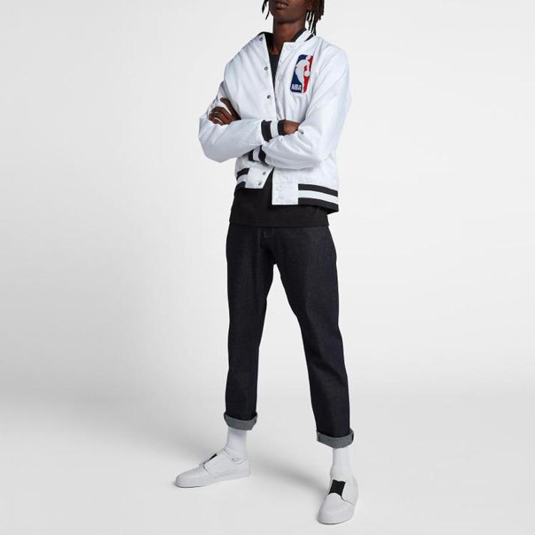 Nike SB X NBA Мягкий бомбер для скейтборда Повседневная куртка Мужская верхняя одежда Белый AH3393-100