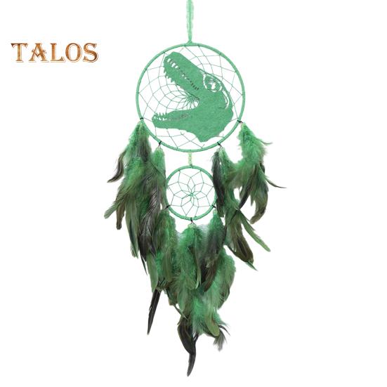 Dinosaur Dream Catcher Ornament Kids Faux LED Light Feather Dream Catcher Handmade Home Decor Birthday