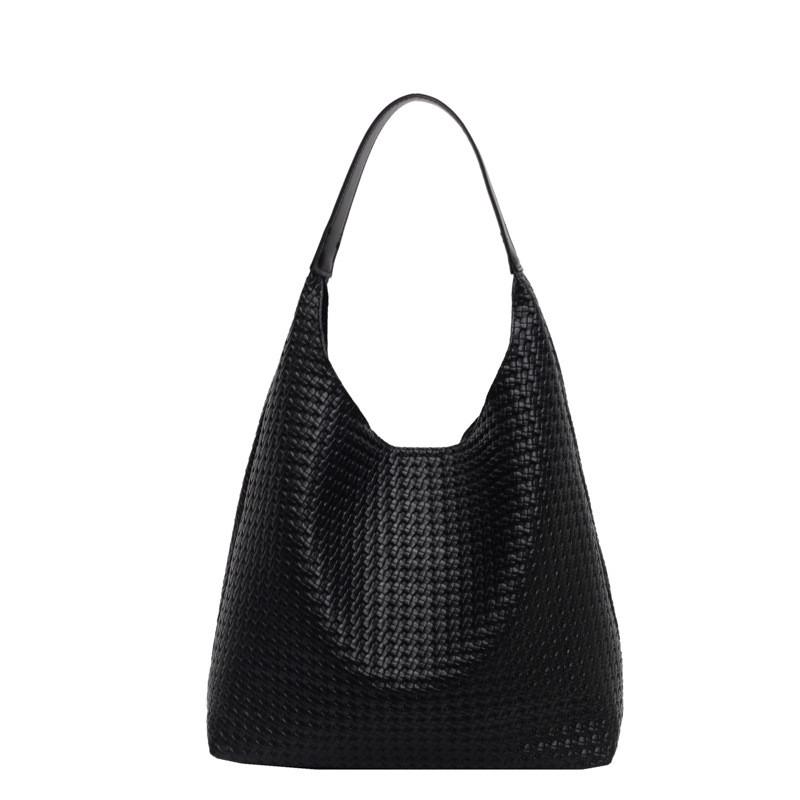 Simple Color Solid Large Capacity Women Casual Woven Tote Bag For Commuting