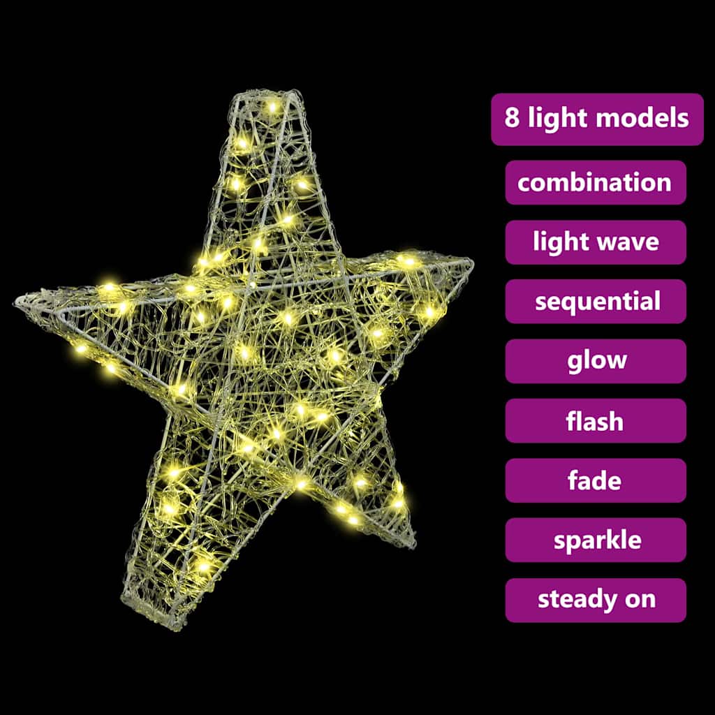 3D Star with 50 LEDs Warm White 55 x 53.5 x 10 cm Acrylic