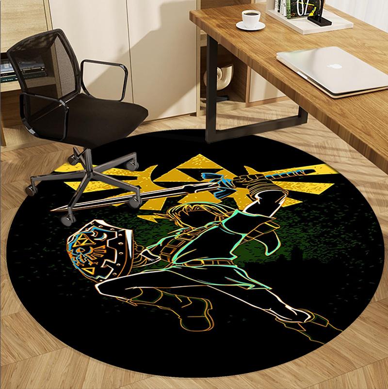 The Legend of Zelda Pattern Round Rug, Indoor/Outdoor Mat, for Picnic, Gameroom, Bedroom, Office, Living Room, Home Decor Carpet, Birthday Gift
