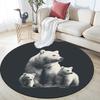 Brown Bear Round Area Rug,Carpet Rug for Living Room Bedroom Sofa Playroom Decor,Non-slip Floor Mat