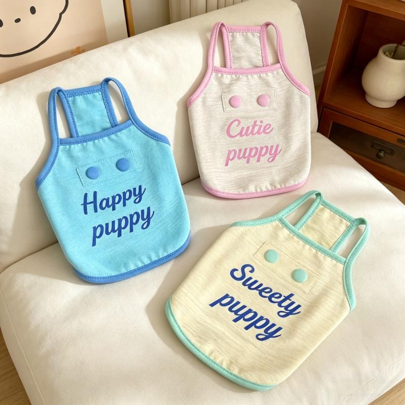 Summer Thin Pet Dog Vest Cute Soft Dog Clothes Letter Print Puppy Pullovers Fashion Cat Sling Shirt Pet Tank Top Bichon Outfits