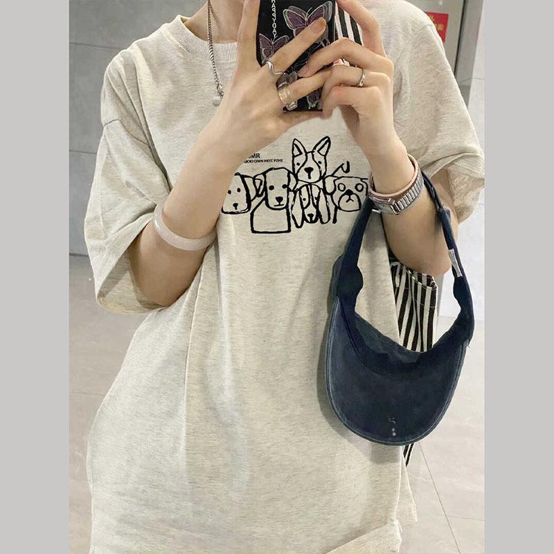Women Summer Short Sleeve Cartoon Bear Printed Oversize T Shirt Blouse Top